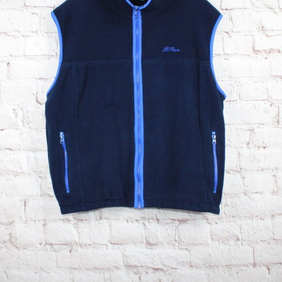 L.L. Bean Navy Blue Fleece Vest Full Zip Sleeveless Mens Size M Outerwear - Picture 2 of 9